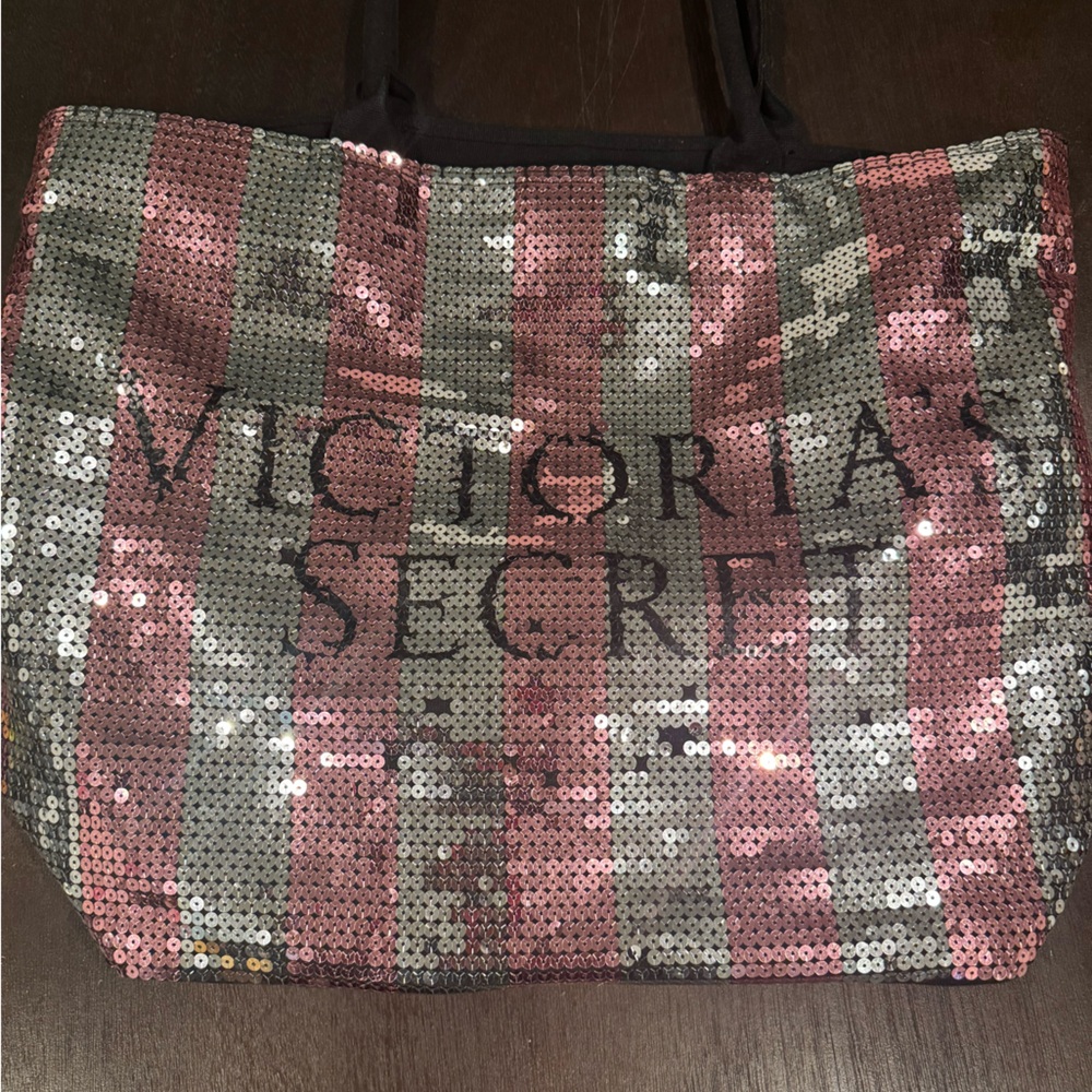 Victoria's Secret Pink and Silver Tote Bag